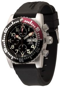 Zeno-Watch Herrenuhr - Airplane Diver Automatic Chronograph Numbers, black/red -