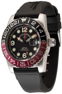 Zeno-Watch Herrenuhr - Airplane Diver Automatic GMT Points (Dual Time), black/re