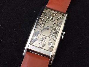 Very Rare 1947 Palladium Cased Art-Deco Hamilton Watch 18 Diamonds Exclusive