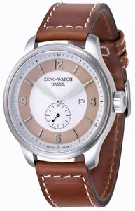Zeno-Watch Herrenuhr - OS retro brown on white - 8595-6-i2-6