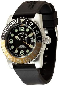 Zeno-Watch Herrenuhr - Airplane Diver Automatic GMT Points (Dual Time), black/ye
