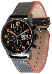 Zeno-Watch Herrenuhr - Magellano Pilot Chrono black&orange - 6069TVDD-bk-a15