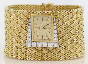 VINTAGE 18K EBEL WIDE BRACELET WATCH WITH DIAMONDS! 122.5 GRAMS! #C104