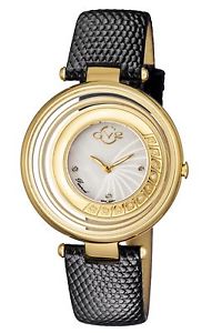 GV2 By Gevril Women's 1602L Vittoria Diamonds Gold IP Steel Leather Watch
