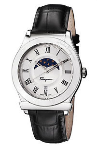 Ferragamo Men's FBG010016 FERAGAMO 1898 Silver Dial Black Leather Wristwatch