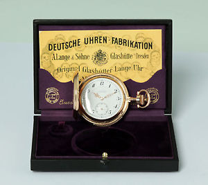 A Lange & Sohne Minute Repeater Gold certificate Box pocket watch 1915 Glashutte