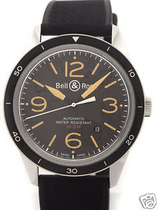 Auth BELL & ROSS Vintage Sports Heritage BR123 Automatic SS x Rubber Men's watch