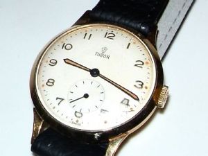 VINTAGE OROLOGIO POLSO TUDOR BY ROLEX ORO 9K 1950 CINTURINO PELLE IDEA REGALO H5