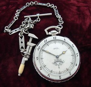 Men's 1927 Ball Watch Co. Pocket Watch w/ Chain & Presentation Box - SERVICED