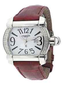 LADIES STEEL CHARRIOL WRIST WATCH WITH WHITE DIAMOND BURGUNDY STRAP  CCHTL 02699