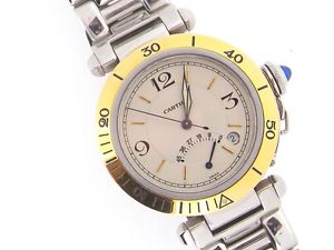 VINTAGE OROLOGIO POLSO CARTIER PASHA SS 1033 AUTOMATICO ORO 18KT 100MT ACQUA H7