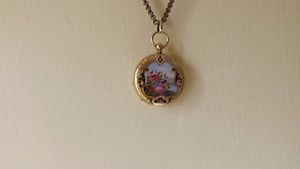 Antique Victorian 18 kt. Gold Enamel Pocket Watch Case..  C.1840   Very Rare