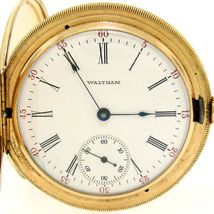 Antique Waltham 1908 No. 620 16S 15J Pocket Watch in Etched 14K Gold Hunter Case