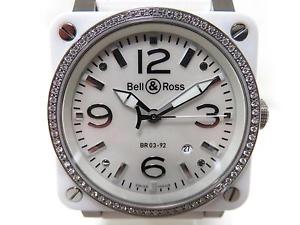 Authentic Bell & Ross Wristwatch Ceramic Rubber Men Authentic White Dial