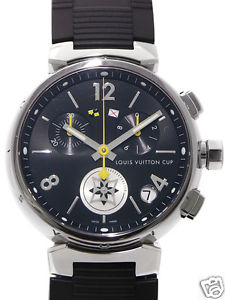 Auth LOUIS VUITTON Tambour GM Lovery Cup Chronograph Q11BG Quartz Men's watch