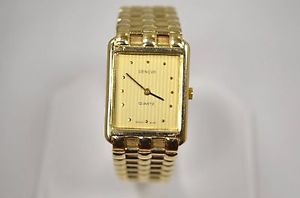 14K YELLOW SOLID GOLD GENEVE RECTANGLE  DRESS WATCH 49.8g