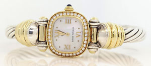GORGEOUS LADIES 18K/STERLING DAVID YURMAN WATCH WITH MOP DIAL AND DIAMONDS #P109