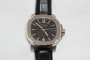 New Burberry THE BRITAIN Black Alligator Leather Men Automatic Watch BBY1200 43