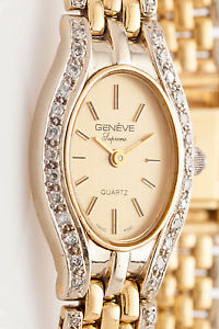 Designer $6000 GENEVE 1.50ct Diamond Ladies 14k Yellow Gold Panther Link Watch