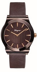 Ferragamo Men's FQ3030013 FERRAGAMO 1898  Gold IP Brown Leather Watch