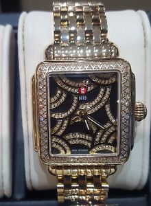 40% Off Michele watch MW06T01B0993- Art Deco Dia/Gold,Blk D-New from auth dealer