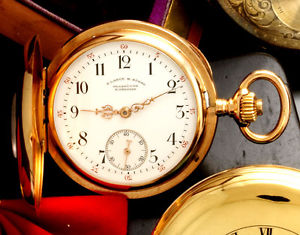 RARE 18K GOLD A. LANGE & SOGNE DEMI-HUNTER CASE POCKET WATCH CA1885