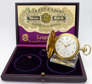 A. LANGE & SÖHNE GLASHÜTTE DRESDEN 18ct GOLD TASCHENUHR mit ORIGBOX u.ZERTIFIKAT
