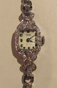 Vintage Platinum & 14K White Gold Diamond Wristwatch Circa 1950