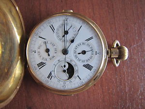 TRIPLE CALENDAR MINUTE  REPEATER 18 CT POCKET WATCH