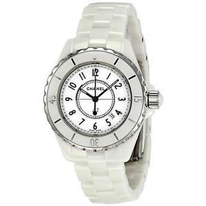 CHANEL WOMEN'S J12 33MM WHITE CERAMIC BAND & CASE QUARTZ ANALOG WATCH H0968