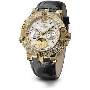 SECULUS WOMEN'S EMIRETTE 37MM LEATHER BAND QUARTZ WATCH 1690.5.706 LB GST W