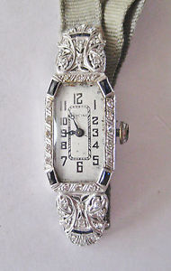 Vintage Glycine Diamond and Sapphire Art Deco Ladies Watch