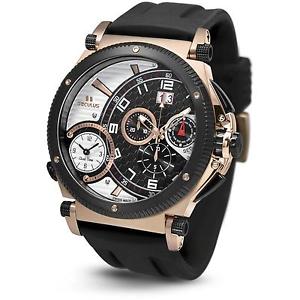 SECULUS MEN'S FAUSTO 57MM SILICONE BAND QUARTZ WATCH 4500.2.504B SIL RB BW