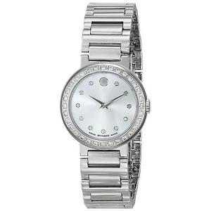 Movado Concerto Women's Silver Steel Bracelet & Case Mineral Glass Watch 0606793