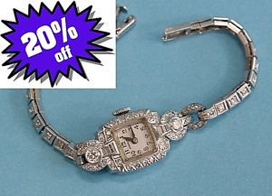Diamond Ladies Watch, Vintage Antique Hamilton, Platinum and Diamond Watch GREAT