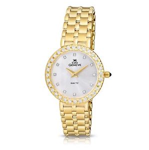 Euro Geneve 14K Yellow Gold Round Diamond Ladies' Watch W/Link Band-47682