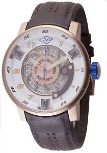 GV2 By Gevril Men's 1302 Motorcycle Sport Automatic Rose-Gold IP Leather Watch