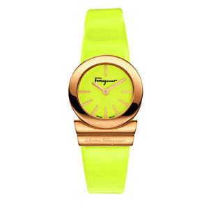 Ferragamo Women's FD8030014 GANCINO SOIREE Gold IP Steel Yellow Leather Watch