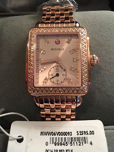 Michele Deco 16 Rose Gold Beige Diamond Dial Ladies Watch MWW06V000093
