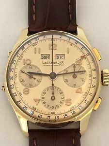 Vintage Eberhard & Co. Triple Date Chronograph Valjoux 71C 18K Solid Gold