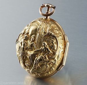 James Hagger London 1726 verge fusee pocket watch 18k gold repousse case Penelop