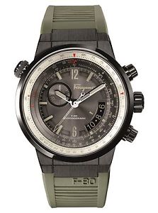 Ferragamo Men's FQ2010013 F-80 Chronograph Luminous Green Rubber Date Watch