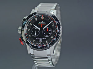 Pre-Owned/Never Used EDOX Chrono Larry 1 SS Black Men's Watch 10305-3NRM-NR, MR