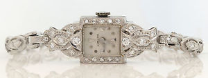 VINTAGE 14K WHITE GOLD HAND-WINDING HAMILTON WATCH WITH 1.00 CTW DIAMONDS! #P95