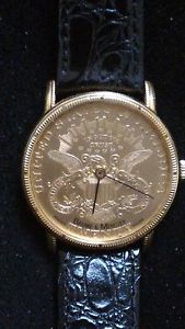Extremely rare Gents 18 k baume and mercier Automatic watch $ 20 coin