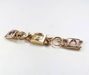 VINTAGE, ULMANN, SWISS, 14K GOLD, ESSEX GLASS, HUNTING WATCH, BRACELET