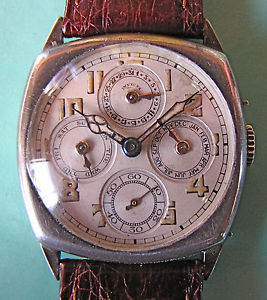VERY RARE PERPETUAL CALENDAR CUSHION CIRCA 1929 INVICTA SERVICED READY TO WEAR