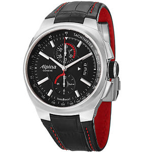 Alpina Men's Racing Chronograph Automatic Black Leather Strap Watch AL725B5AR26