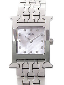 Hermes “H Watch” Ladies Quartz Watch 12P Diamond with Box and Guarantee