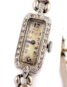 Estate Art Deco Gruen Precision Platinum Diamond Case 11.5mm x 28.5mm Watch 14g